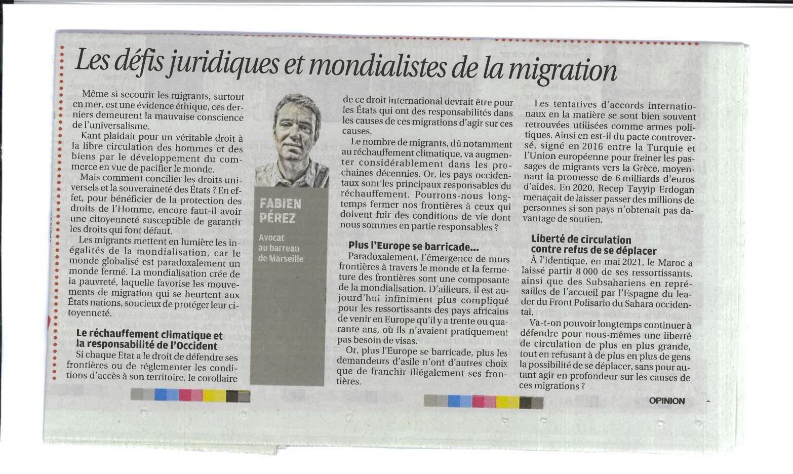 Les défis juridiques de la migration - Maître Perez