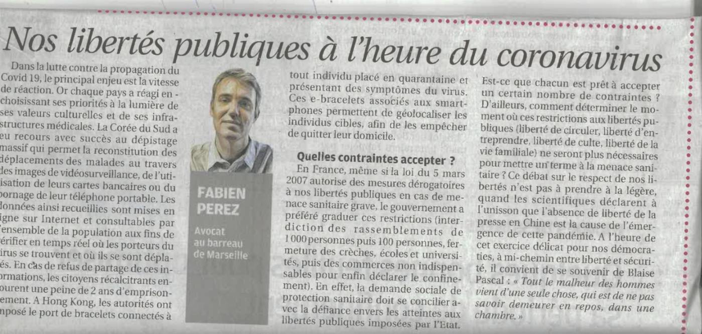 Coronavirus : les libertés publiques limitées